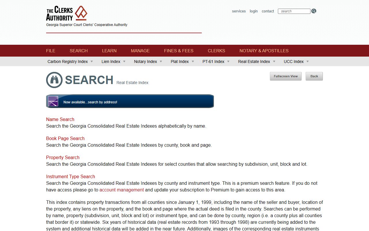 Schley County court records GSCCCA real estate and lien search