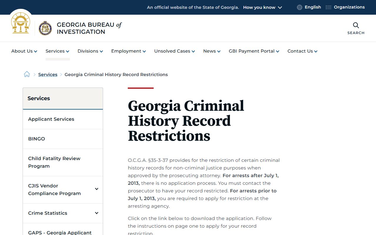 Schley County criminal court records GBI record restriction source