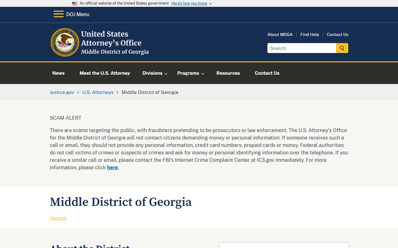 Schley County criminal court records federal U.S. Attorney Middle District of Georgia