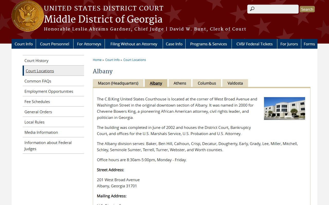 Schley County Court records federal Albany Division coverage