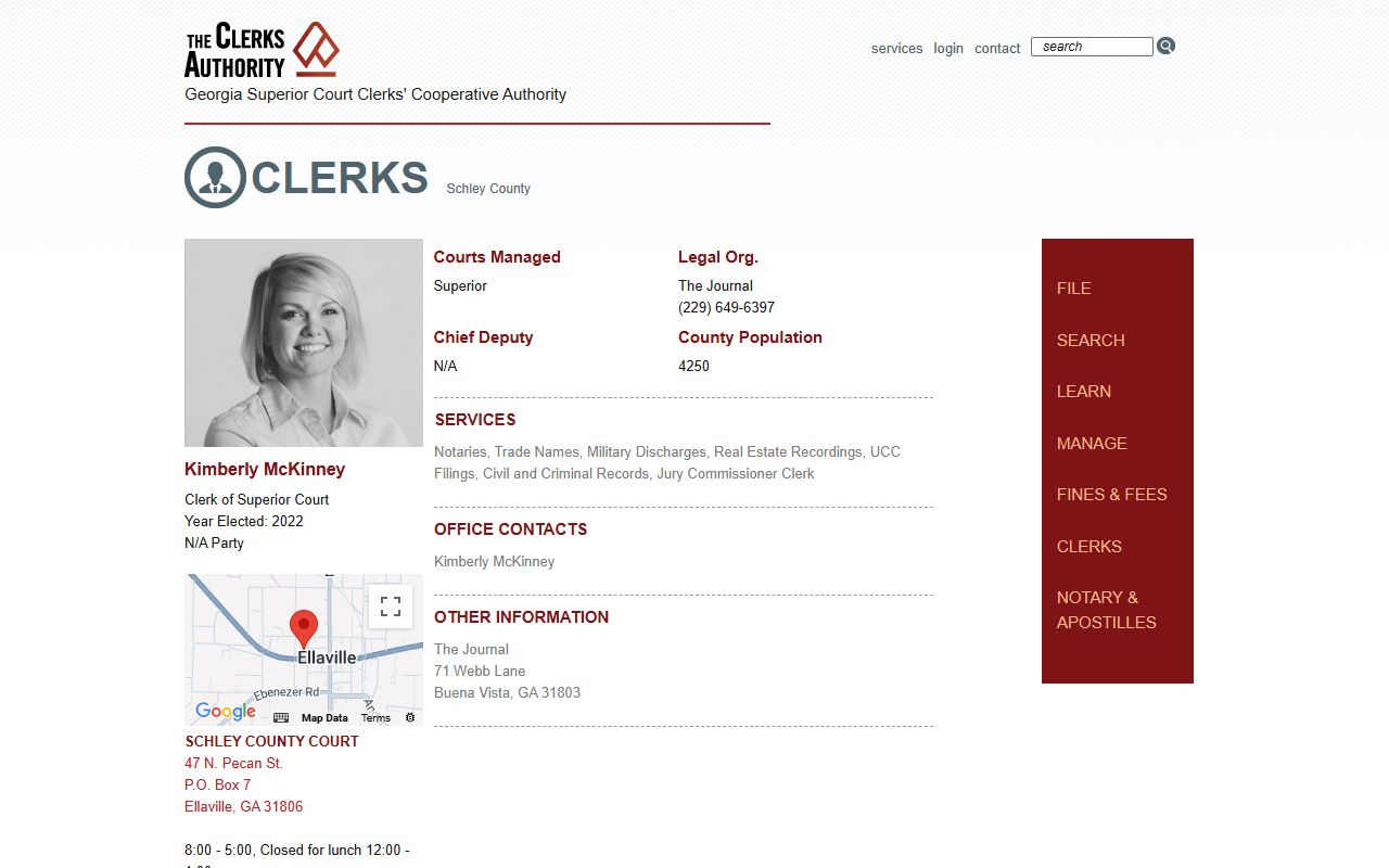 Schley County Court records GSCCCA clerk directory