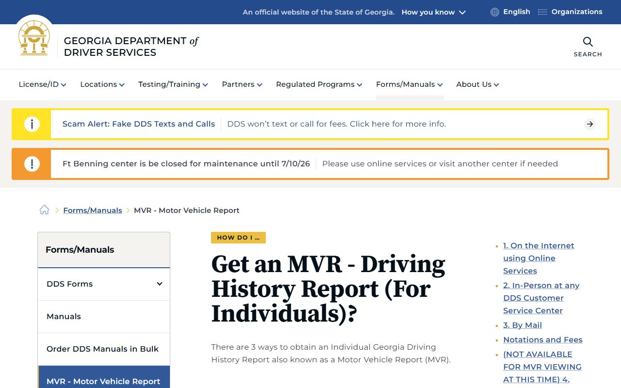 Schley County traffic court records and Georgia DDS MVR instructions